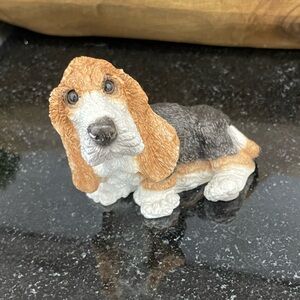 Charming Basset Hound Figurine - Brown and White